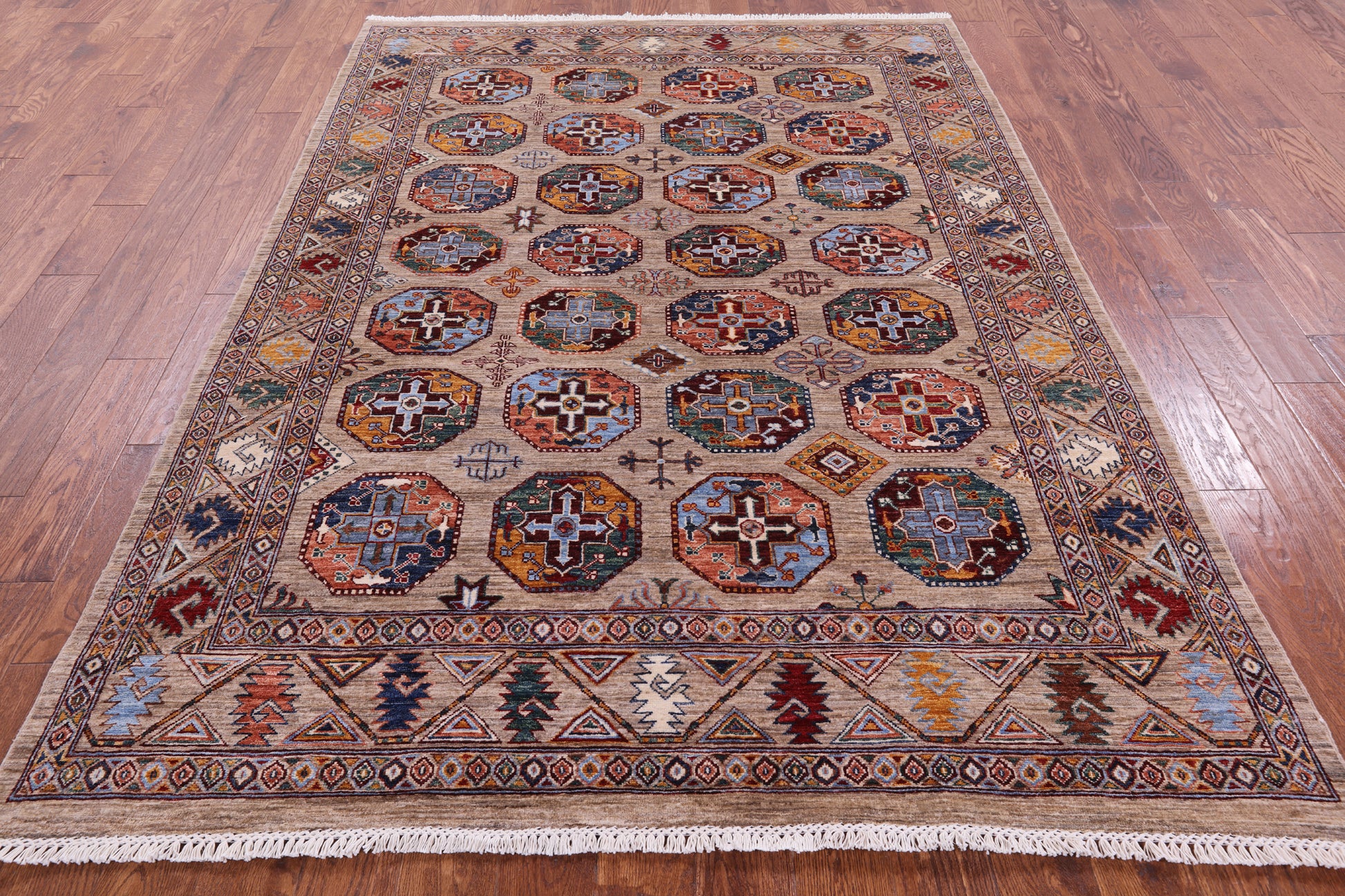 Turkmen Ersari Hand Knotted Wool Rug - 6' 1" X 8' 7" - Golden Nile