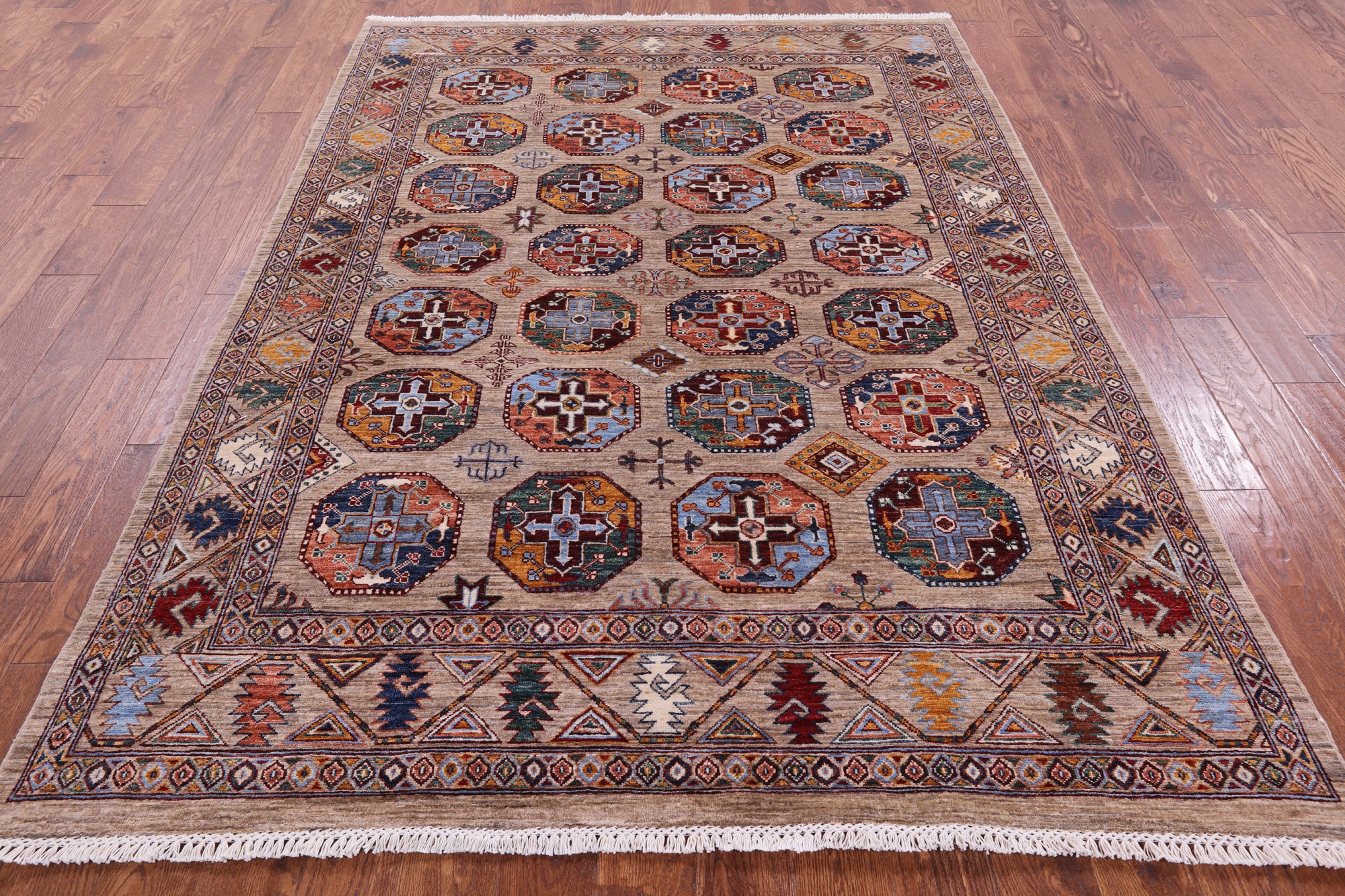 Turkmen Ersari Hand Knotted Wool Rug - 6' 1" X 8' 7" - Golden Nile