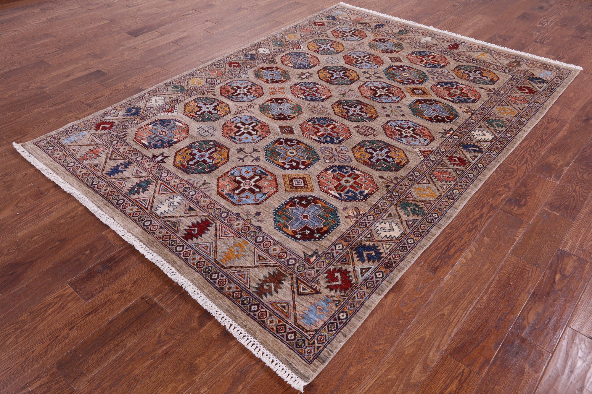 Turkmen Ersari Hand Knotted Wool Rug - 6' 1" X 8' 7" - Golden Nile