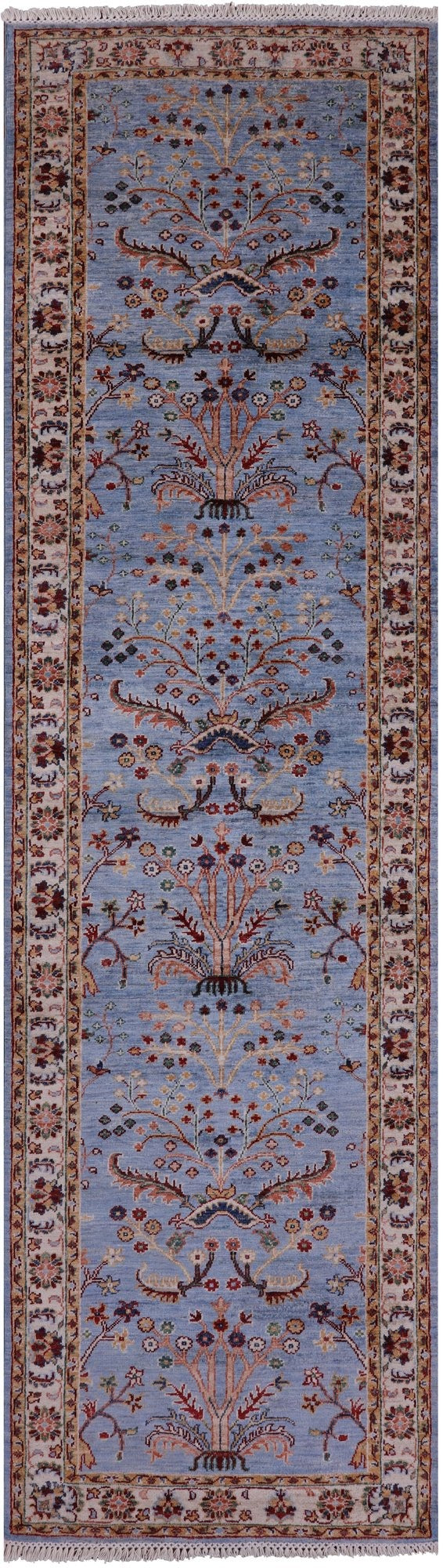 Blue Persian Tabriz Handmade Wool Runner Rug - 2' 10" X 9' 11" - Golden Nile