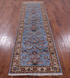 Blue Persian Tabriz Handmade Wool Runner Rug - 2' 10" X 9' 11" - Golden Nile