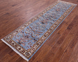 Blue Persian Tabriz Handmade Wool Runner Rug - 2' 10" X 9' 11" - Golden Nile