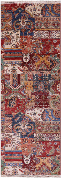Super Kazak Handmade Wool Runner Rug - 2' 10" X 8' 4" - Golden Nile