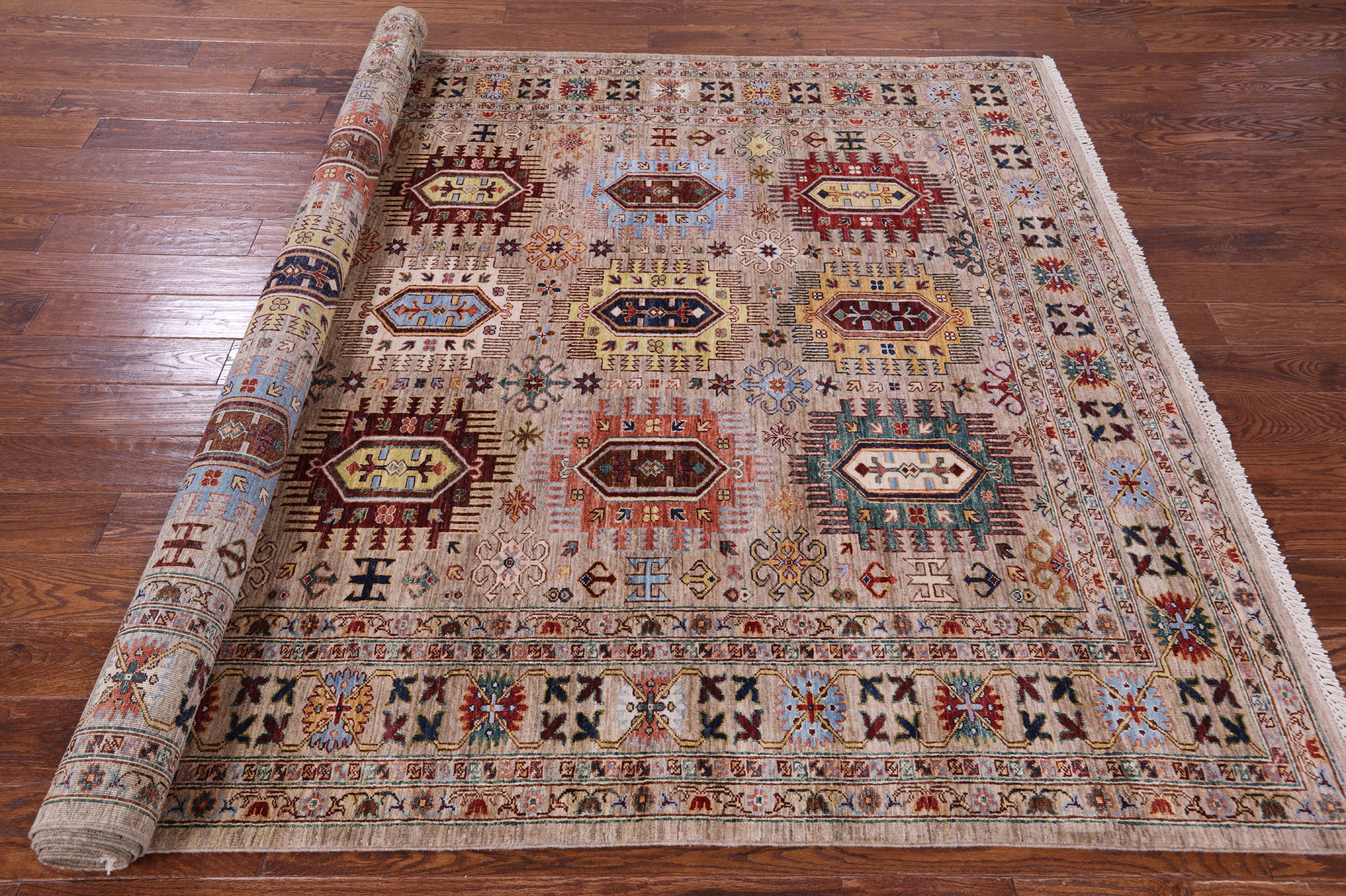Turkmen Ersari Hand Knotted Wool Rug - 6' 11" X 9' 10" - Golden Nile