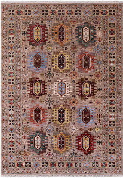 Turkmen Ersari Hand Knotted Wool Rug - 6' 11" X 9' 10" - Golden Nile