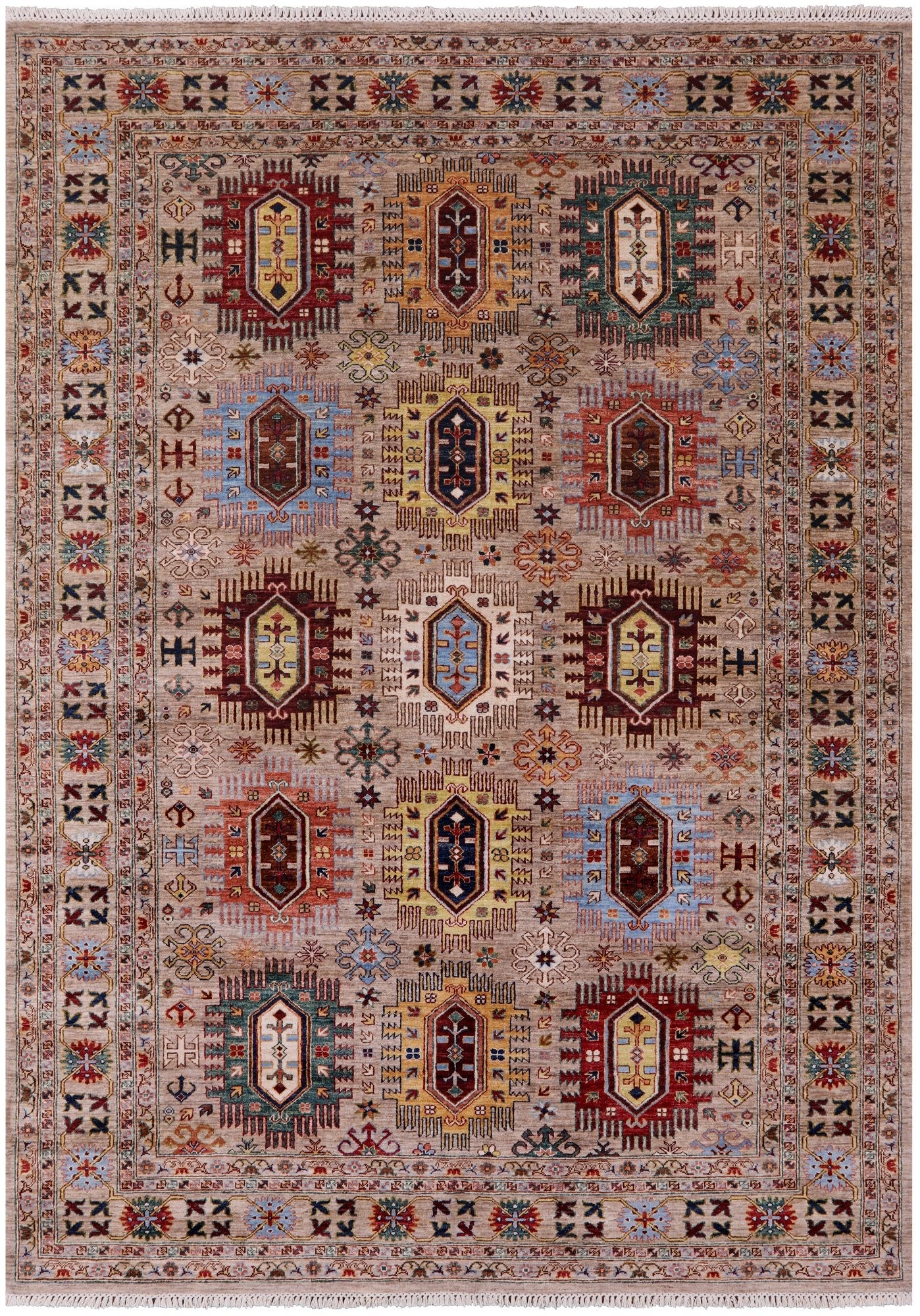 Turkmen Ersari Hand Knotted Wool Rug - 6' 11" X 9' 10" - Golden Nile