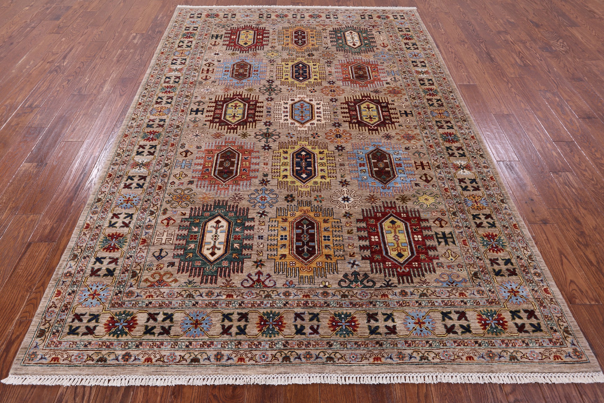 Turkmen Ersari Hand Knotted Wool Rug - 6' 11" X 9' 10" - Golden Nile