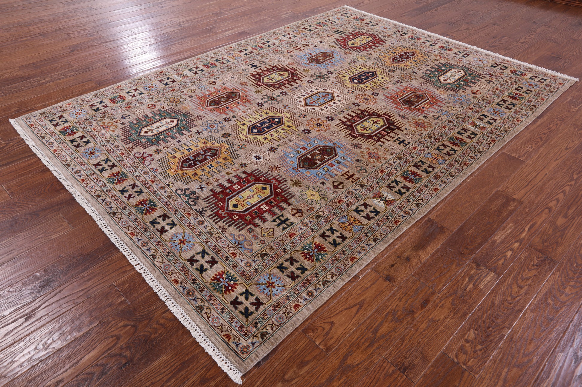 Turkmen Ersari Hand Knotted Wool Rug - 6' 11" X 9' 10" - Golden Nile