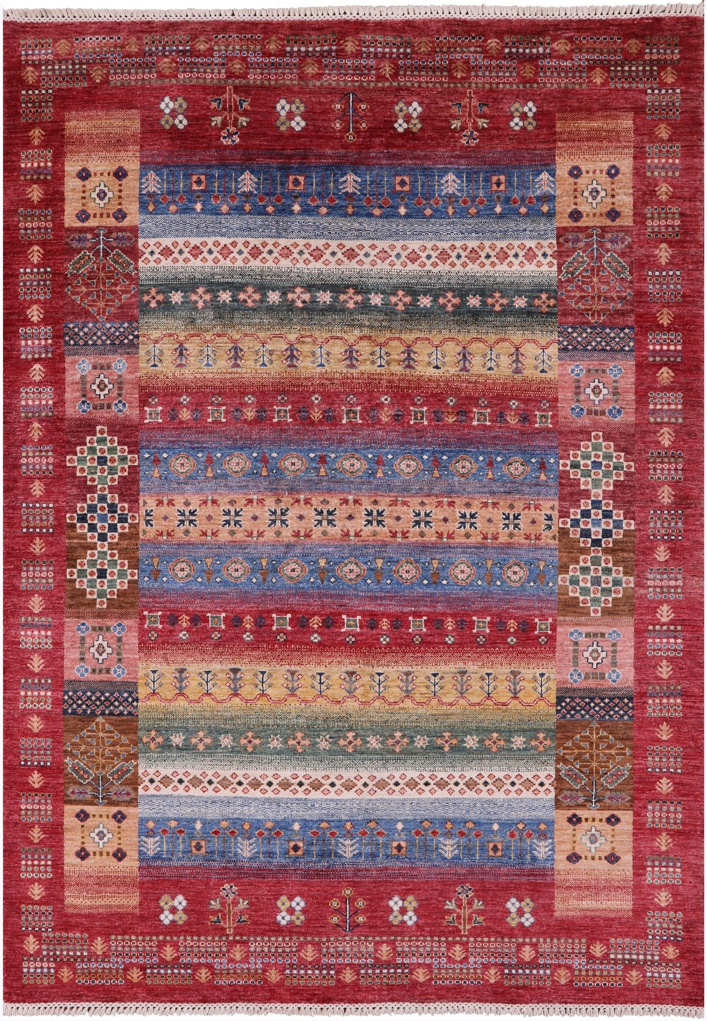 Tribal Persian Gabbeh Hand Knotted Wool Rug - 5' 10" X 8' 1" - Golden Nile
