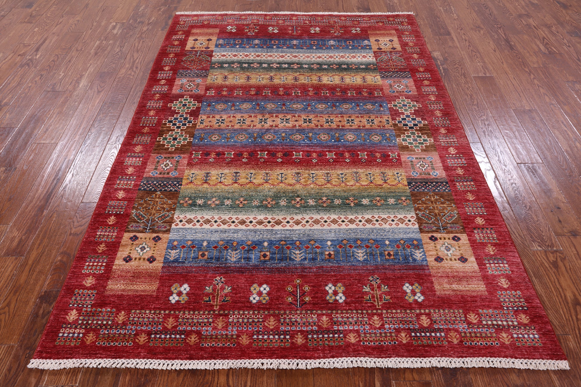 Tribal Persian Gabbeh Hand Knotted Wool Rug - 5' 10" X 8' 1" - Golden Nile