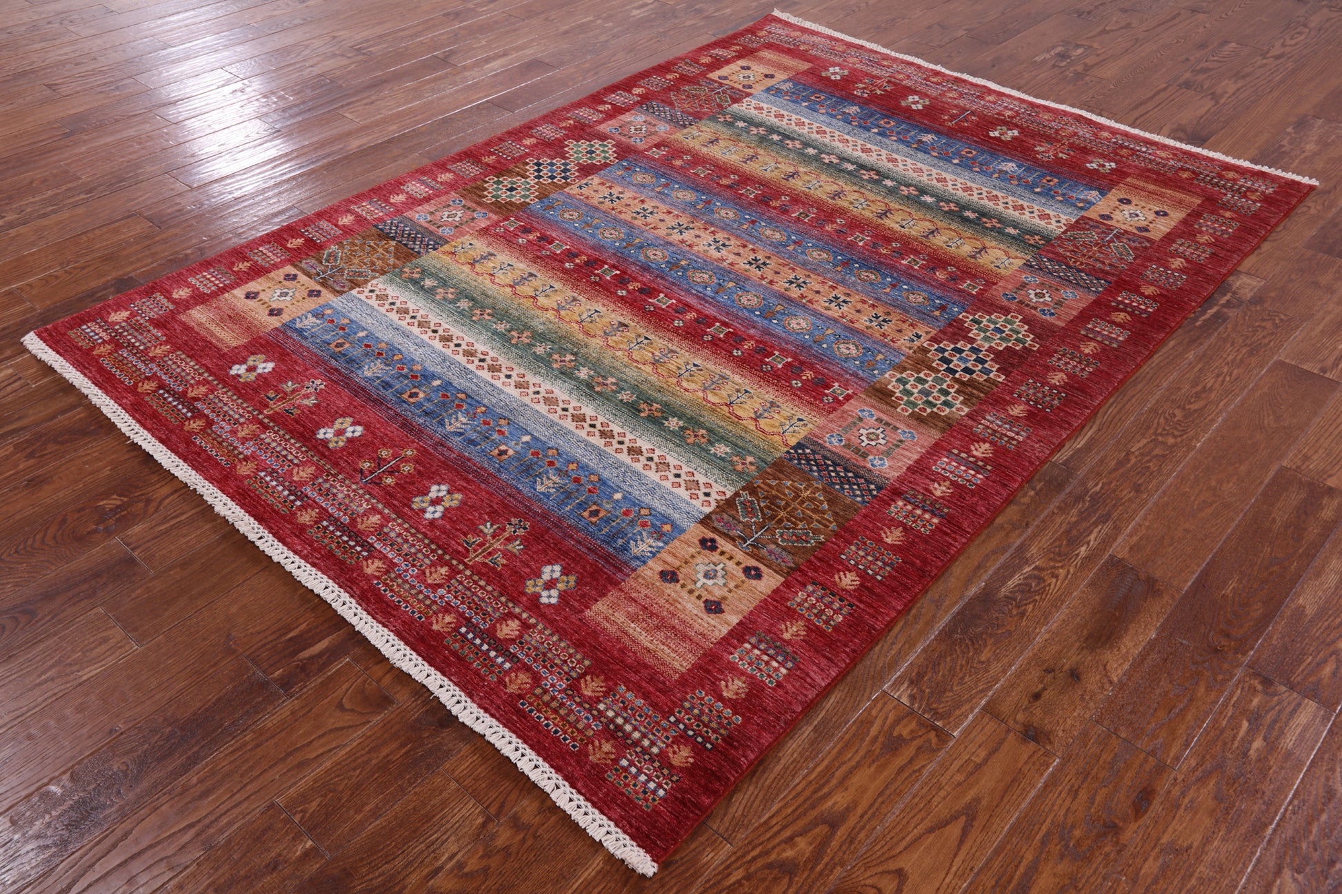 Tribal Persian Gabbeh Hand Knotted Wool Rug - 5' 10" X 8' 1" - Golden Nile