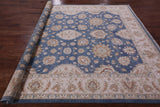Blue Peshawar Hand Knotted Wool Rug - 8' 3" X 9' 11" - Golden Nile