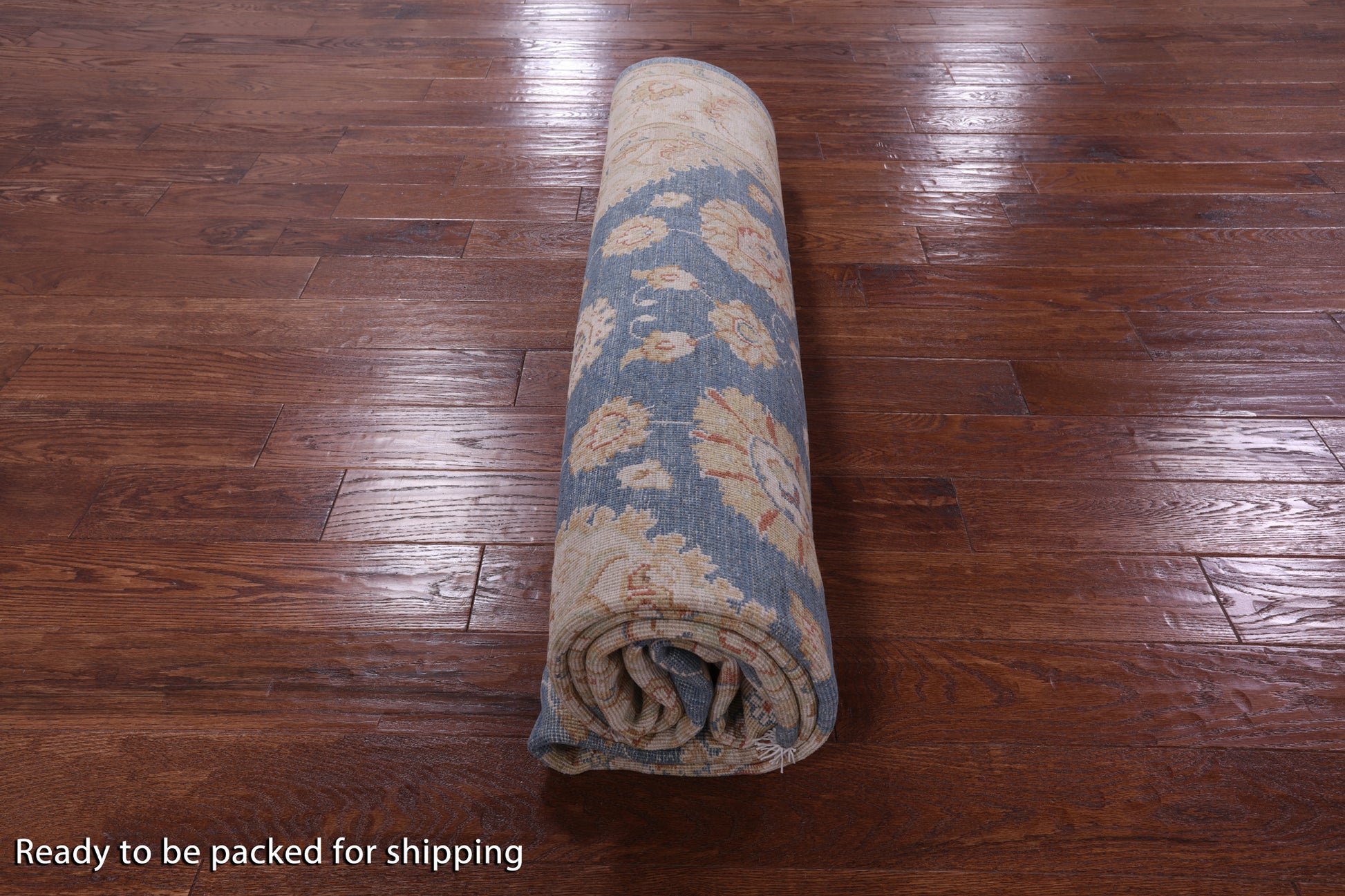 Blue Peshawar Hand Knotted Wool Rug - 8' 3" X 9' 11" - Golden Nile