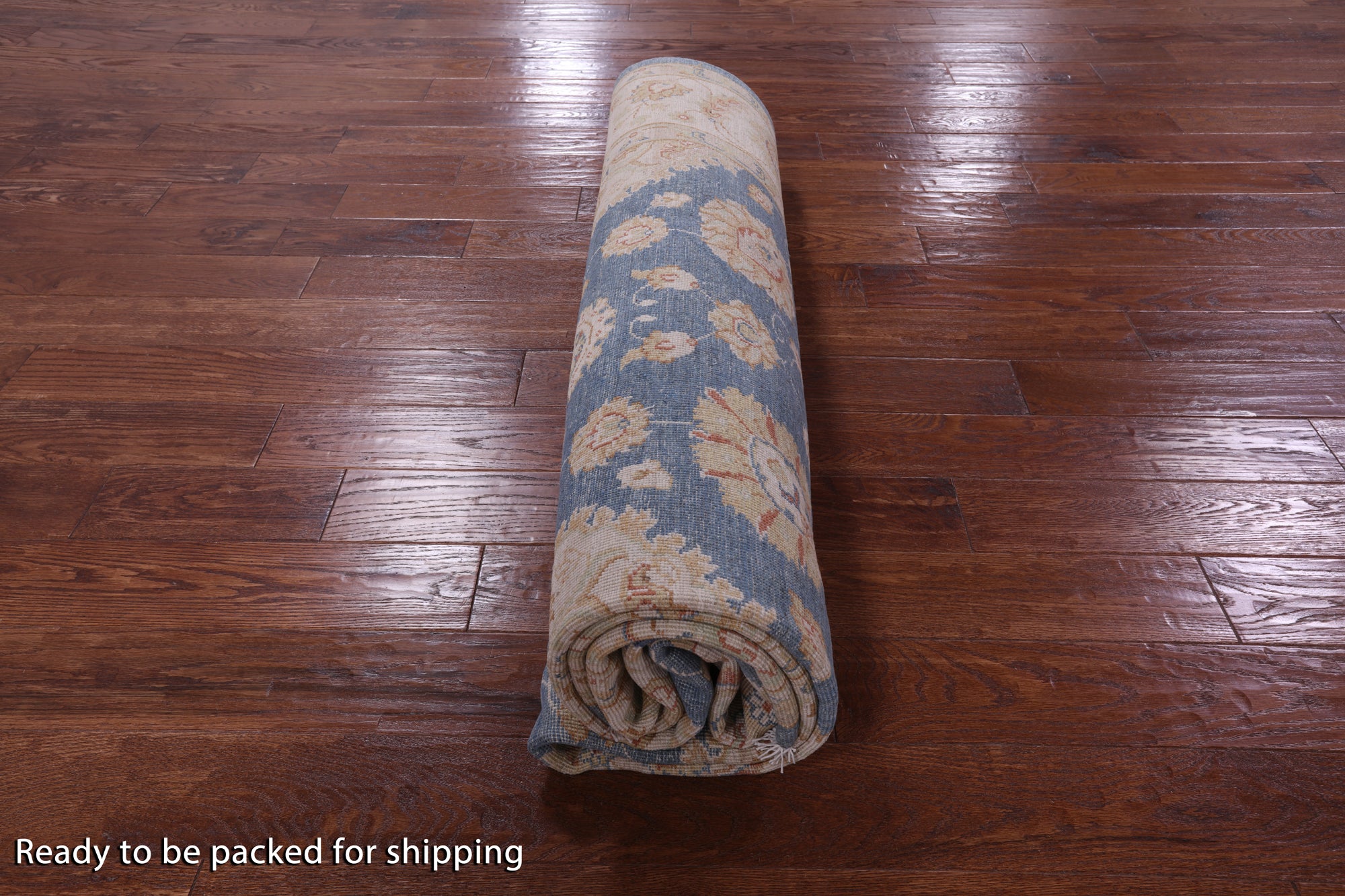 Blue Peshawar Hand Knotted Wool Rug - 8' 3" X 9' 11" - Golden Nile