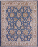 Blue Peshawar Hand Knotted Wool Rug - 8' 3" X 9' 11" - Golden Nile