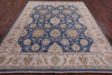 Blue Peshawar Hand Knotted Wool Rug - 8' 3" X 9' 11" - Golden Nile