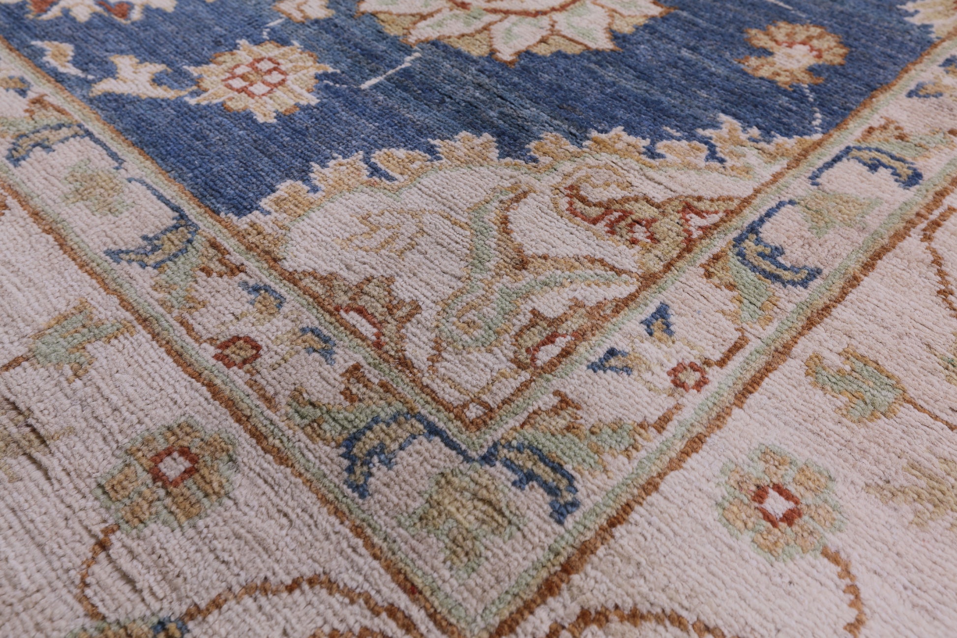 Blue Peshawar Hand Knotted Wool Rug - 8' 3" X 9' 11" - Golden Nile
