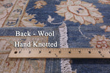 Blue Peshawar Hand Knotted Wool Rug - 8' 3" X 9' 11" - Golden Nile