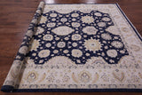 Blue Peshawar Hand Knotted Wool Rug - 7' 11" X 9' 9" - Golden Nile