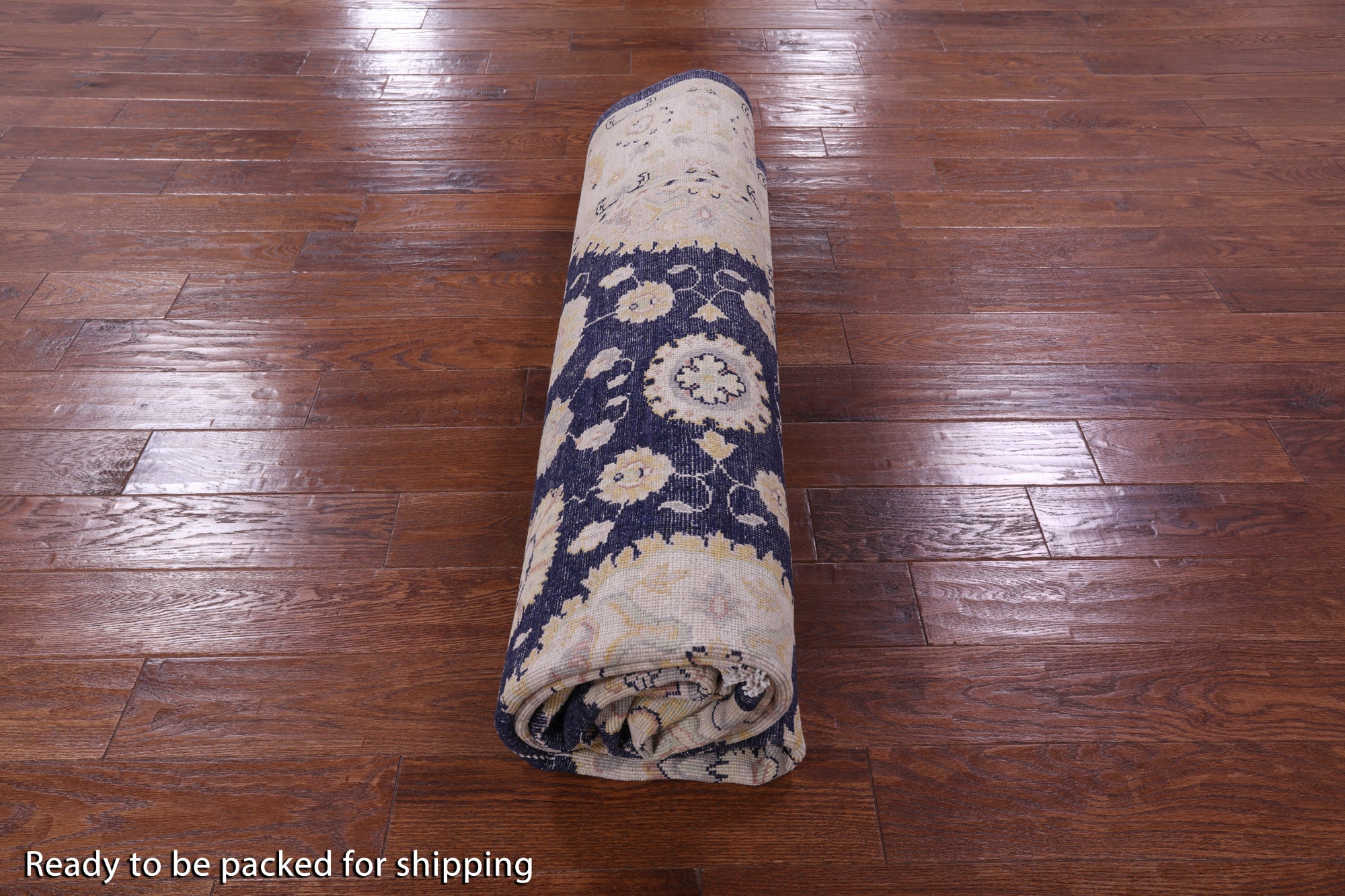 Blue Peshawar Hand Knotted Wool Rug - 7' 11" X 9' 9" - Golden Nile