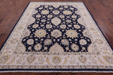 Blue Peshawar Hand Knotted Wool Rug - 7' 11" X 9' 9" - Golden Nile