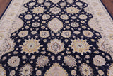 Blue Peshawar Hand Knotted Wool Rug - 7' 11" X 9' 9" - Golden Nile