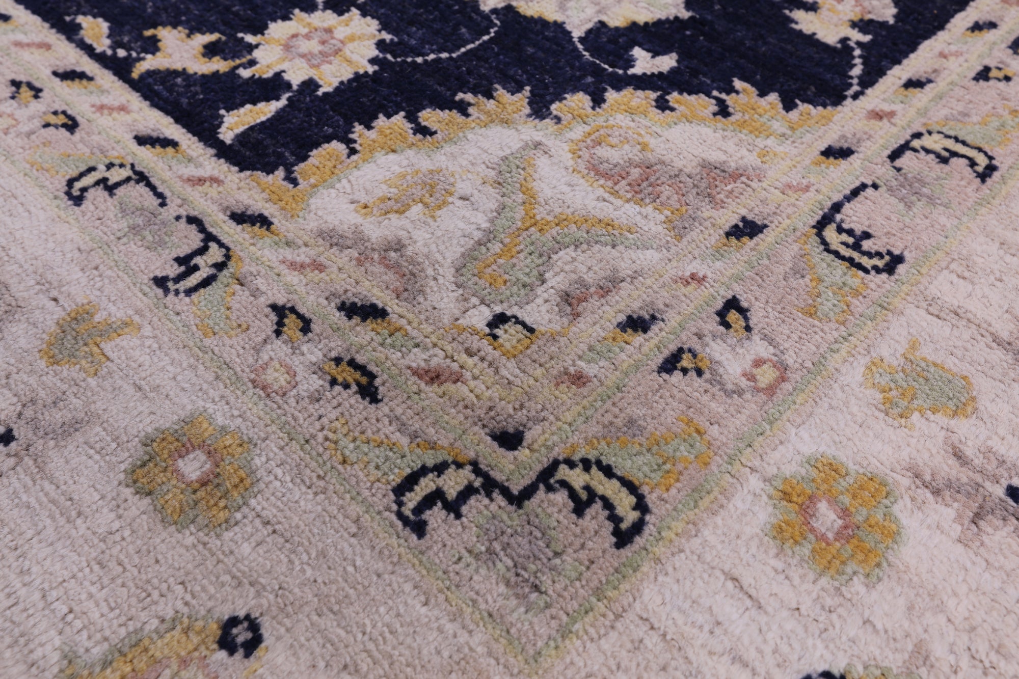 Blue Peshawar Hand Knotted Wool Rug - 7' 11" X 9' 9" - Golden Nile