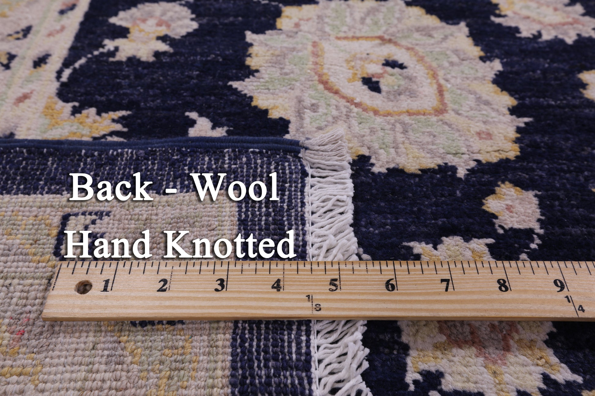 Blue Peshawar Hand Knotted Wool Rug - 7' 11" X 9' 9" - Golden Nile
