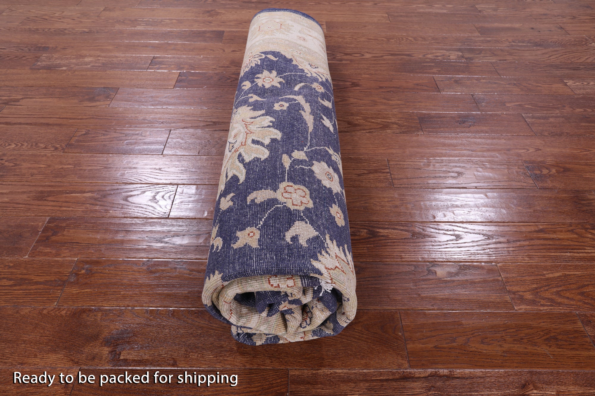 Blue Peshawar Hand Knotted Wool Rug - 7' 11" X 9' 11" - Golden Nile