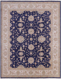 Blue Peshawar Hand Knotted Wool Rug - 7' 11" X 9' 11" - Golden Nile