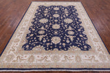 Blue Peshawar Hand Knotted Wool Rug - 7' 11" X 9' 11" - Golden Nile
