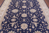 Blue Peshawar Hand Knotted Wool Rug - 7' 11" X 9' 11" - Golden Nile