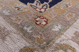 Blue Peshawar Hand Knotted Wool Rug - 7' 11" X 9' 11" - Golden Nile