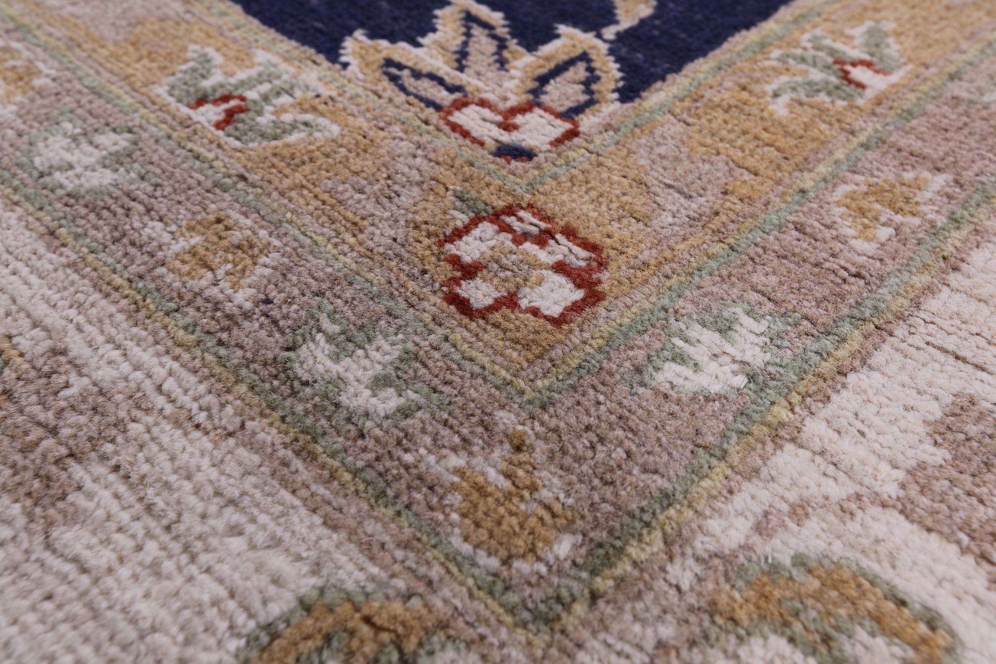 Blue Peshawar Hand Knotted Wool Rug - 7' 11" X 9' 11" - Golden Nile