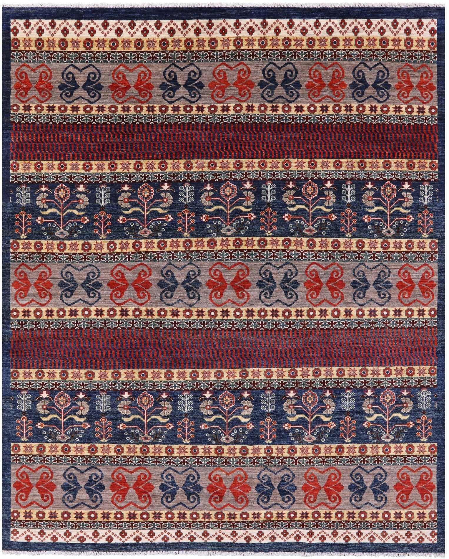 Tribal Persian Gabbeh Handmade Wool Rug - 8' 2" X 9' 8" - Golden Nile