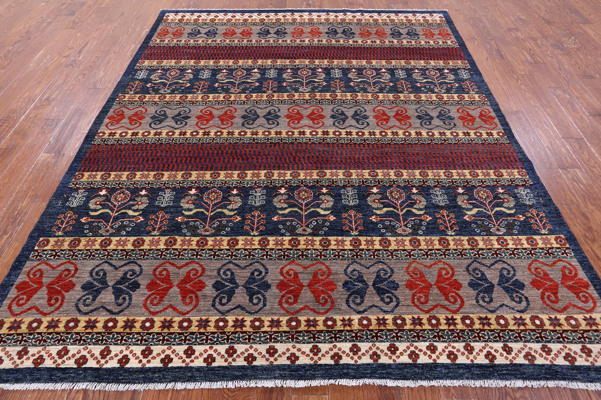Tribal Persian Gabbeh Handmade Wool Rug - 8' 2" X 9' 8" - Golden Nile