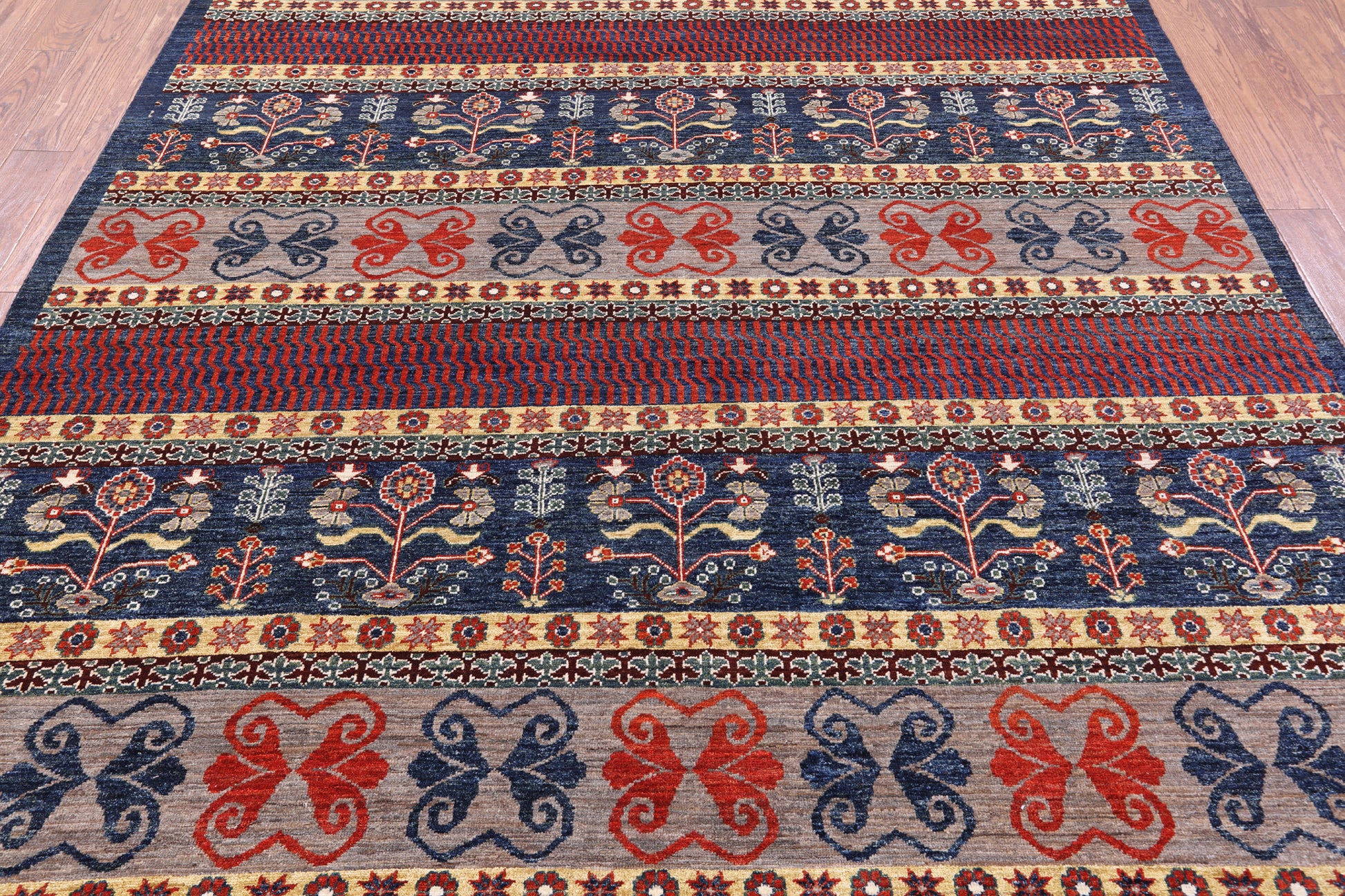 Tribal Persian Gabbeh Handmade Wool Rug - 8' 2" X 9' 8" - Golden Nile