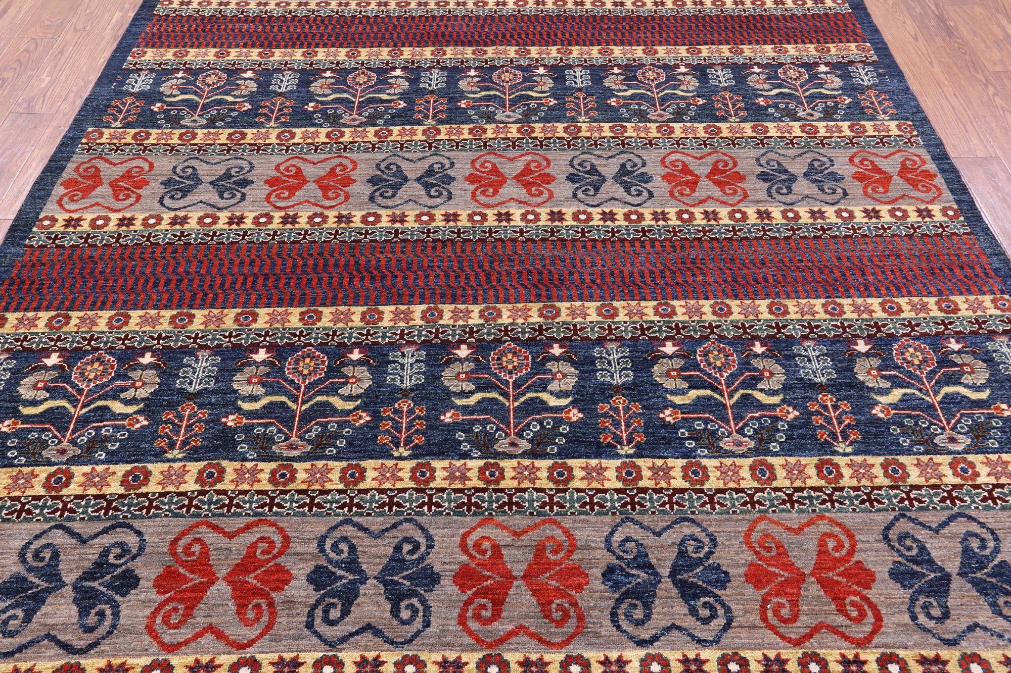 Tribal Persian Gabbeh Handmade Wool Rug - 8' 2" X 9' 8" - Golden Nile