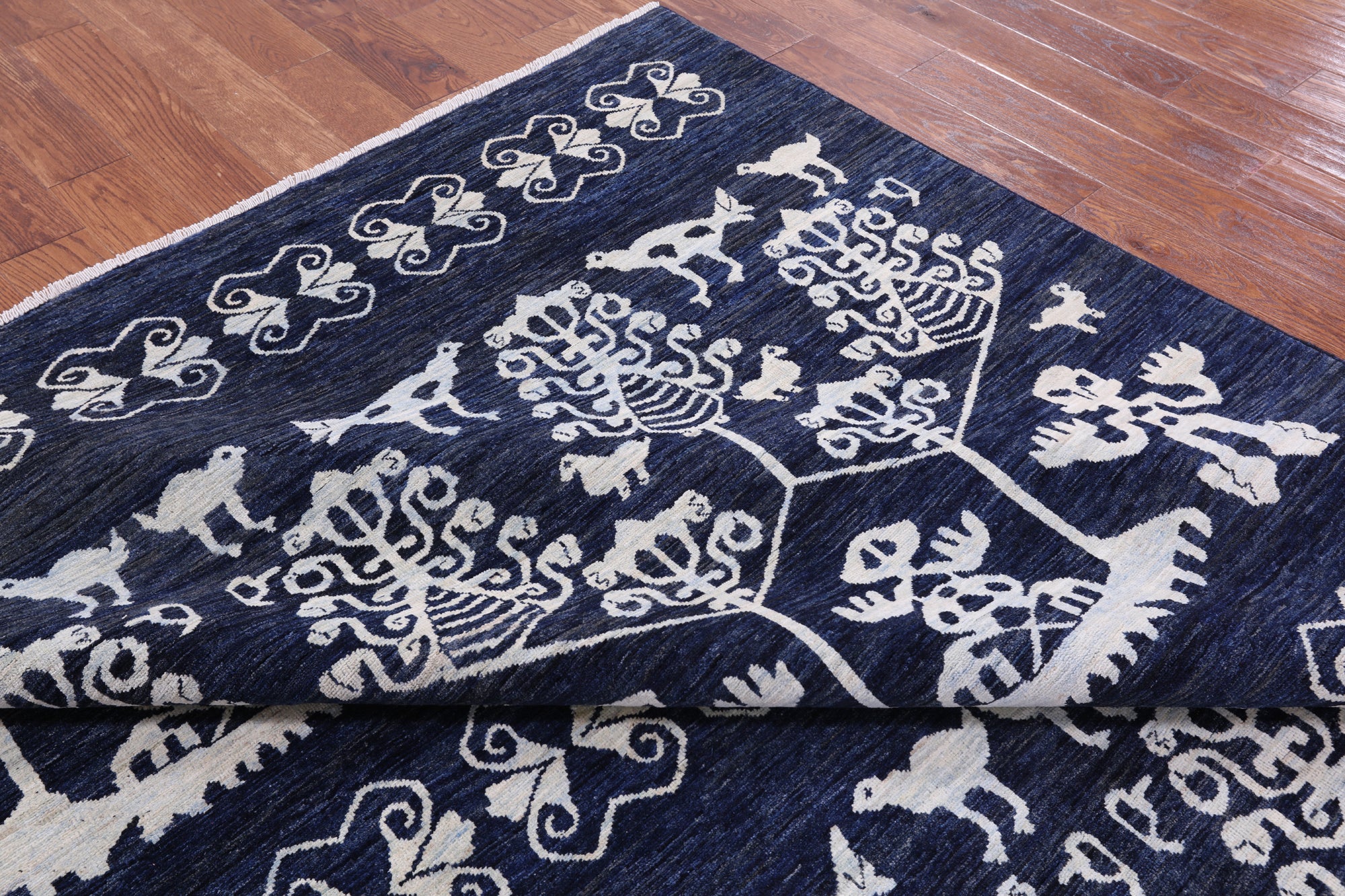Blue Tribal Persian Gabbeh Handmade Wool Rug - 8' 1" X 10' 0" - Golden Nile