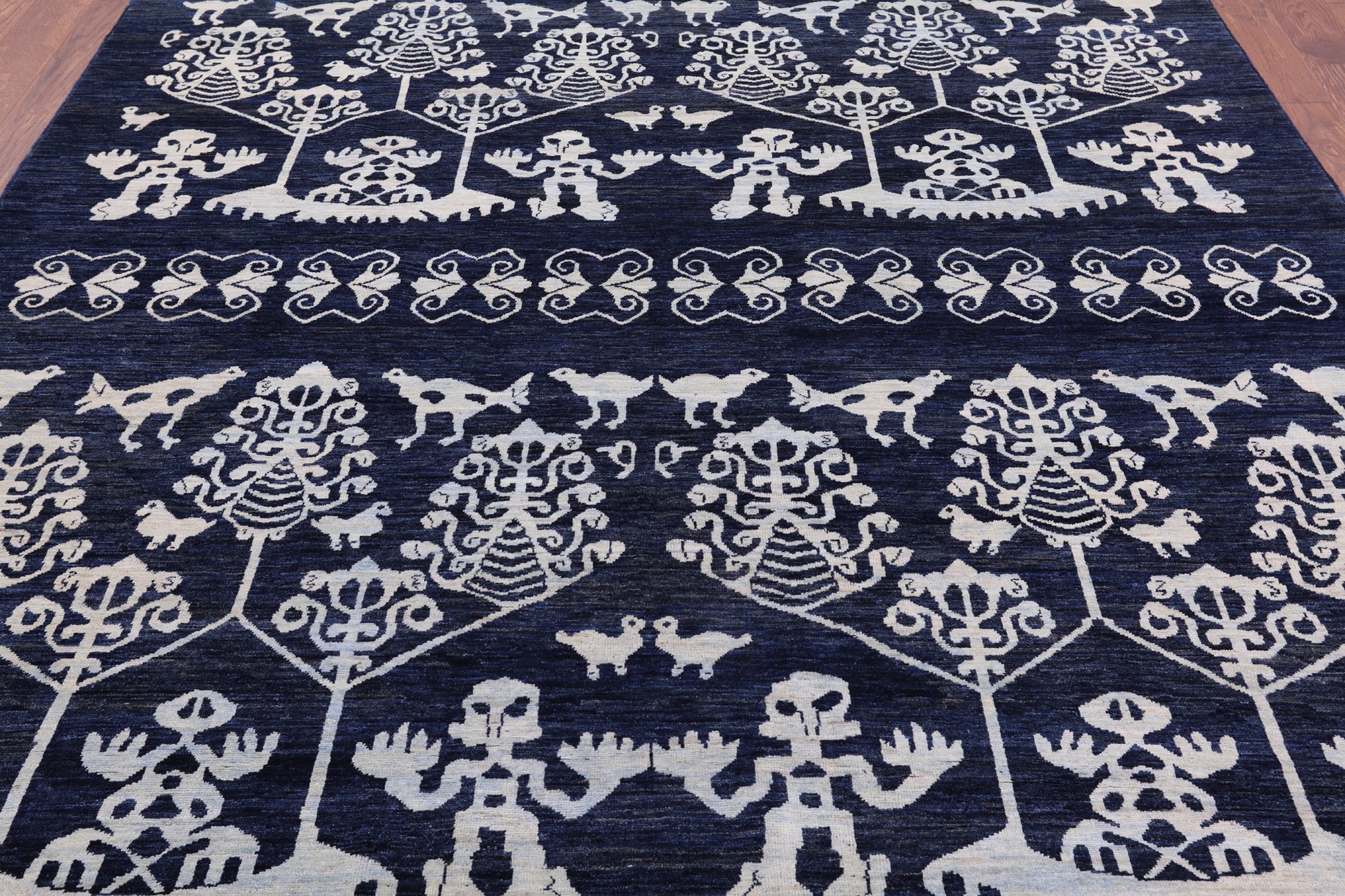 Blue Tribal Persian Gabbeh Handmade Wool Rug - 8' 1" X 10' 0" - Golden Nile