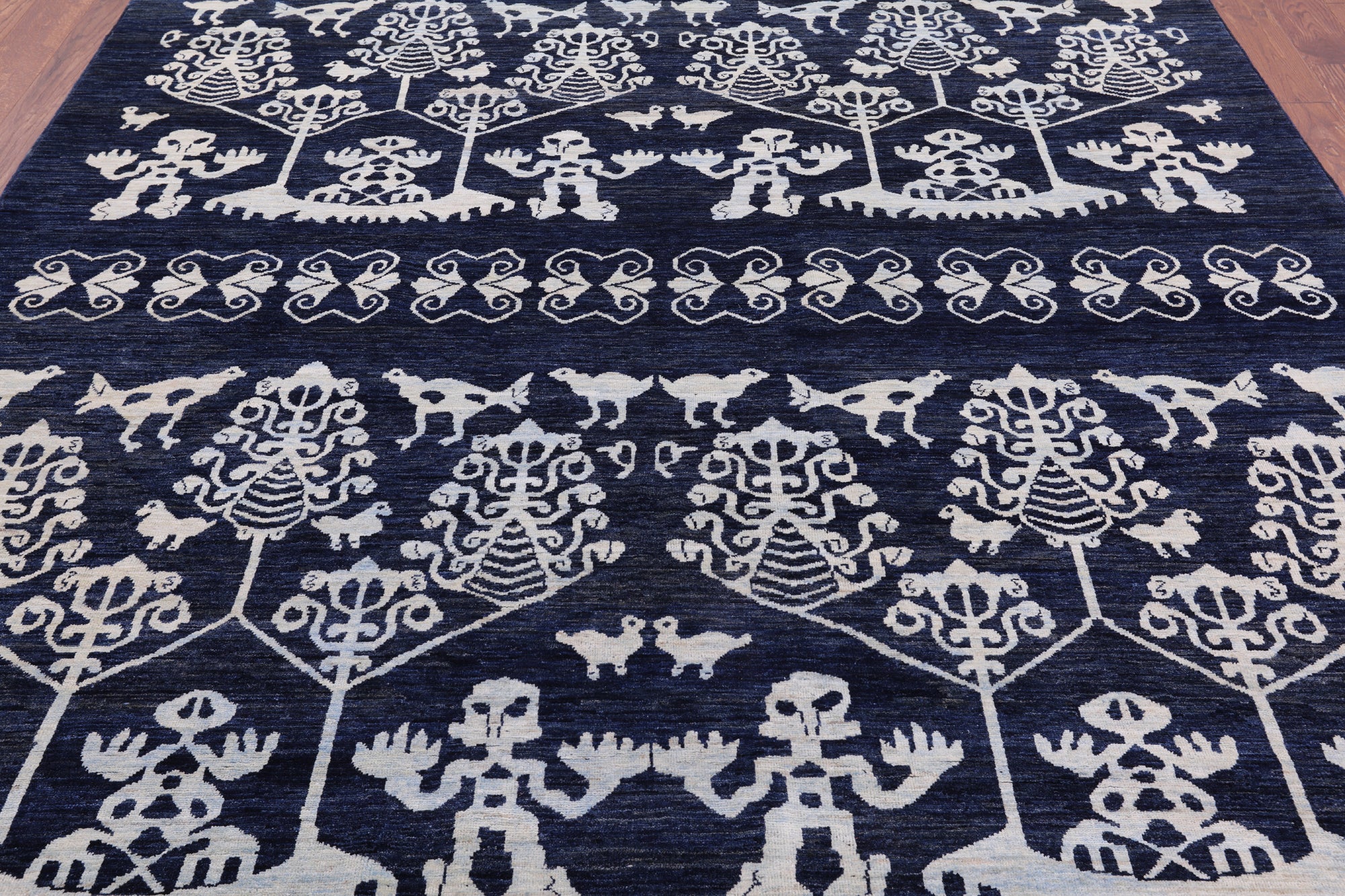 Blue Tribal Persian Gabbeh Handmade Wool Rug - 8' 1" X 10' 0" - Golden Nile