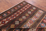 Brown Tribal Persian Gabbeh Hand Knotted Wool Rug - 8' 1" X 10' 2" - Golden Nile