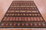 Brown Tribal Persian Gabbeh Hand Knotted Wool Rug - 8' 1" X 10' 2" - Golden Nile