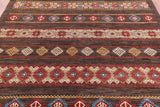 Brown Tribal Persian Gabbeh Hand Knotted Wool Rug - 8' 1" X 10' 2" - Golden Nile