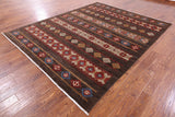 Brown Tribal Persian Gabbeh Hand Knotted Wool Rug - 8' 1" X 10' 2" - Golden Nile