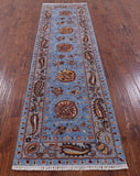 Blue Persian Tabriz Hand Knotted Wool Runner Rug - 2' 8" X 9' 10" - Golden Nile