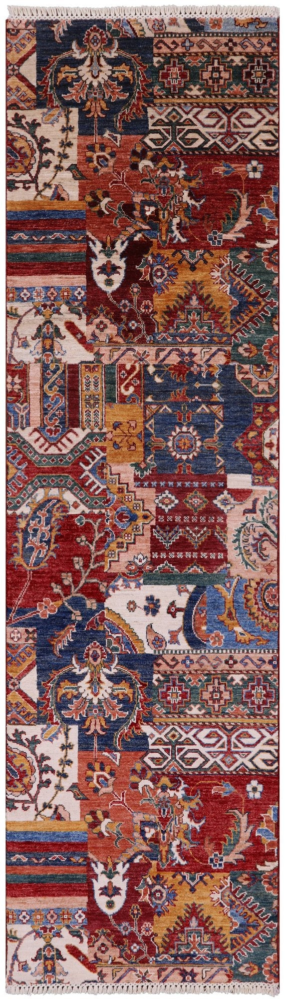 Super Kazak Hand Knotted Wool Runner Rug - 2' 7" X 9' 3" - Golden Nile