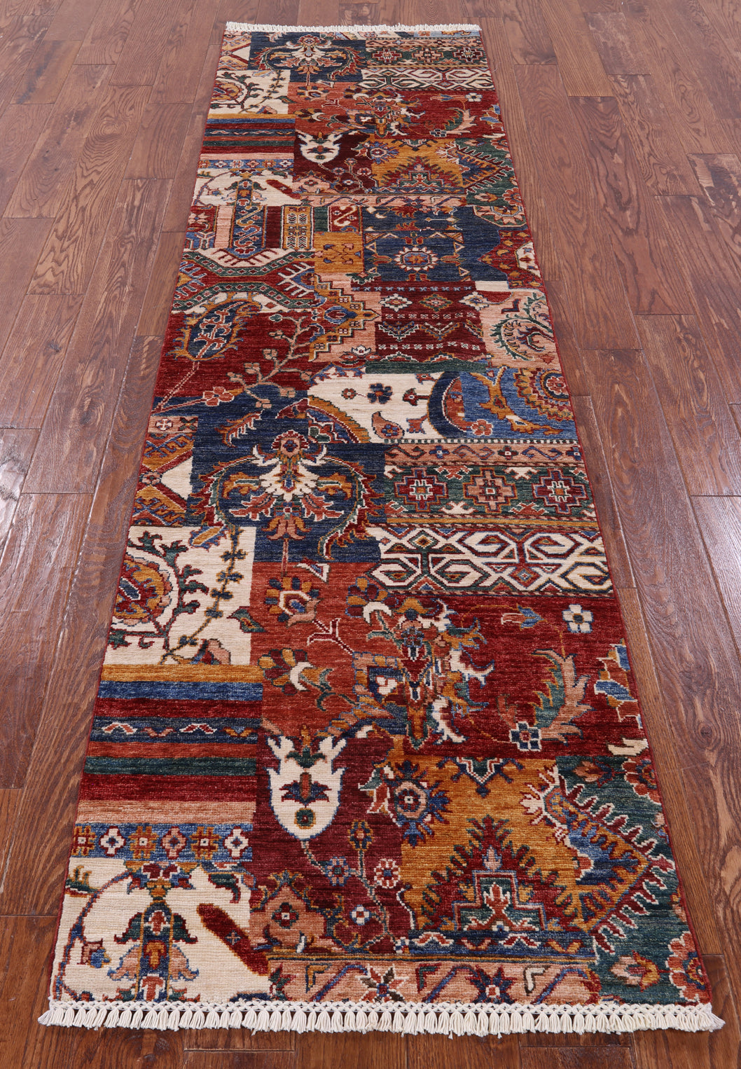 Super Kazak Hand Knotted Wool Runner Rug - 2' 7" X 9' 3" - Golden Nile