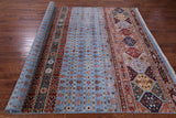 Blue Khorjin Persian Gabbeh Hand Knotted Wool Rug - 8' 1" X 11' 4" - Golden Nile