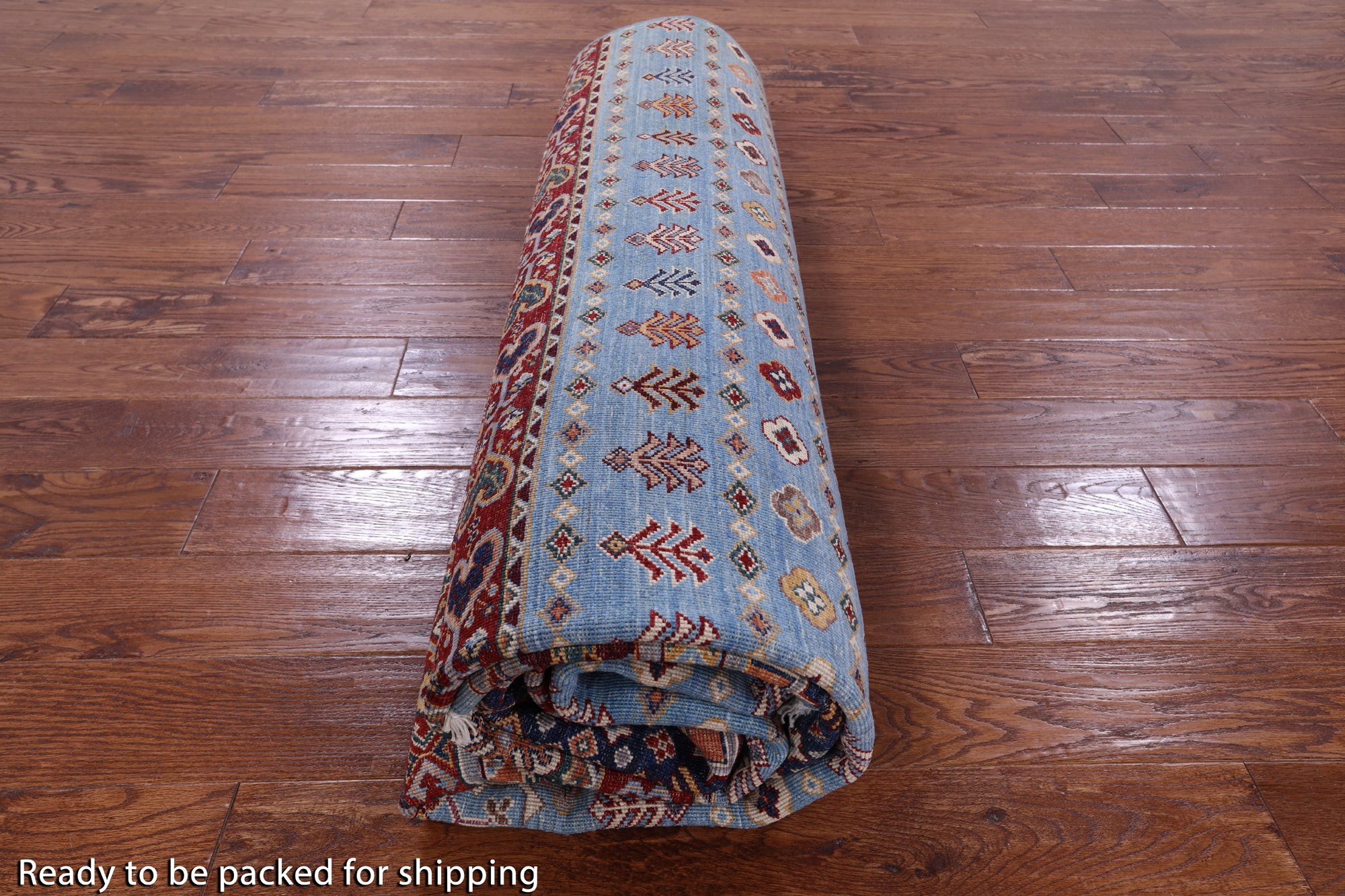 Blue Khorjin Persian Gabbeh Hand Knotted Wool Rug - 8' 1" X 11' 4" - Golden Nile